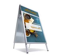 Espositore Pubblicitario Bifacciale a Cavalletto Pieghevole 66x131x79 cm in Alluminio Silver