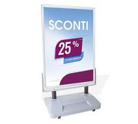 Espositore Pubblicitario Bifacciale con Ruote 70x100 cm in Alluminio da Esterno Antivento Silver