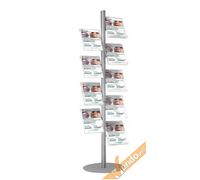 ESPOSITORE PUBBLICITARIO DA PAVIMENTO A PIANTANA 9 RIPIANI PLEXIGLASS A4 ALMA021