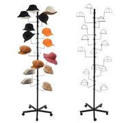 Espositore rotante per cappelli con 16 ganci, regolabile in altezza, organizer per cappelli da baseball, parrucche, portaoggetti da appendere