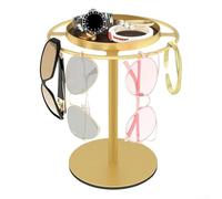 Espositore rotante per occhiali da sole e piccoli accessori, con piatto girevole a 360 gradi e vassoio rimovibile (oro)
