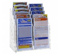 Espositore schedine da banco in plexiglass trasparente a 10 tasche Misure: 23 x 18 x H27 cm