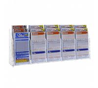 Espositore schedine da banco in plexiglass trasparente a 15 tasche Misure: 58 x 12 x H23 cm