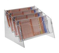 DesignPlex Espositore schedine da banco in plexiglass trasparente a 4 tasche - Misure: 22 x 19x H16 cm
