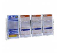 Espositore schedine da banco in plexiglass trasparente a 4 tasche Misure: 46 x 6 x H18.5 cm