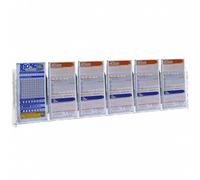 Espositore schedine da banco in plexiglass trasparente a 6 tasche Misure: 69 x 6 x H18.5 cm