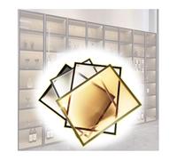 Espositore sospeso a LED illuminato, in metallo, da parete, con elegante cornice in alluminio, decorazione moderna per la casa (nero, 60 x 40 cm)