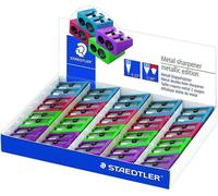 Espositore Staedtler 20 lattine in metallo con stecca metallica - Angolo di affiliazione 23° e 30º - 2 fori - Colori assortiti NEW
