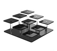 Espositore trasparente a 9 ripiani in acrilico per profumi, cupcake, gioielli, statuette e piccole piante, adatto per negozi al dettaglio e casa (nero)