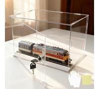 Espositore trasparente con display acrilico acrilico con serratura e chiave, scatola acrilica trasparente quadrata lunga dritta per auto giocattolo, opzioni in plastica antipolvere in vetro (20 x 20 x