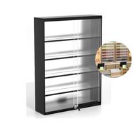 Espositore Trasparente da Parete con Chiusura di Sicurezza - Robusto portante per scatole di fiammiferi, accendini, gomme da Masticare, 60x44,5x17 cm, Colore Nero