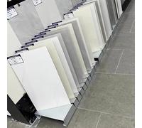 Espositore Verticale per Piastrelle da Pavimento - Espositore in Legno per Campioni di Materiali da Costruzione, Supporto per Inserimento Obliquo di Grande capacità, Bianco - Ideale per Show