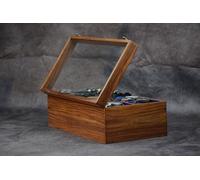 Espositore vintage per orologi da uomo, in palissandro di lusso, organizer per orologi da uomo, scomparti divisi, morbidi cuscini velluto cassetto per portafogl (ten room with drawer)