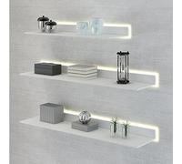 Espositori a parete, ripiani illuminati a LED, striscia luminosa di lunga durata, mobili semplici, decorazione pratica per la casa, colore bianco, 60 x 20 x 6 cm