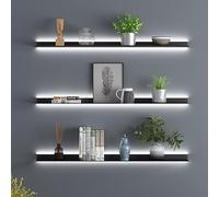 Espositori da parete, mensole galleggianti a LED, in metallo ispessito per una maggiore stabilità e capacità di carico, nero, 60 x 15 x 6 cm, perfette per decorazioni domestiche e nizing