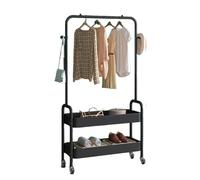 Espositori per Abbigliamento Scaffale per Stenditoio per Negozio di Abbigliamento per uso Domestico Stender Appendiabiti Robusto Doppio con Ruote (4 Colori Disponibili) 68*30*160 Cm ( Color : Black )