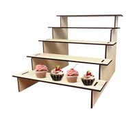 Espositori rialzati - Ripiano rialzato in legno a 5 livelli per collezioni, scaffale rustico per decorazioni domestiche per profumi, vasi di fiori, oggetti da collezione e smalti per unghie
