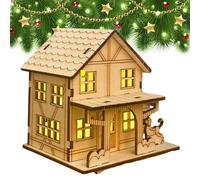 Esposizione di villaggio di Natale - modello di edificio casetta di Natale, capanna in legno, personaggi da collezione con luci a LED, decorazioni natalizie, decorazione per la casa