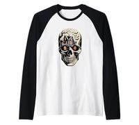 Esposizione Multipla Halloween Scheletro Teschio Infestato Maglia con Maniche Raglan