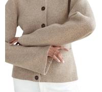 EsprAL Maglione Cardigan con Bottoni Dimagranti, Maniche a Campana in Maglia Solida Ultra Morbida con Scollo Rotondo Versatile Aperto sul Davanti (Medium,Taupe)
