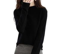 EsprAL Maglione Girocollo a Maniche Lunghe in Puro Cashmere da Donna, Maglioni in Cashmere da Donna (Large,Black)