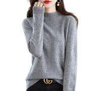 EsprAL Maglione Girocollo a Maniche Lunghe in Puro Cashmere da Donna, Maglioni in Cashmere da Donna (Large,Gray)