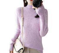 EsprAL Maglione Girocollo a Maniche Lunghe in Puro Cashmere da Donna, Maglioni in Cashmere da Donna (Large,Floral Purple)