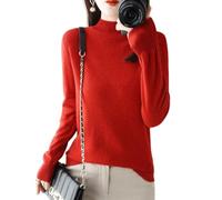 EsprAL Maglione Girocollo a Maniche Lunghe in Puro Cashmere da Donna, Maglioni in Cashmere da Donna (Medium,Red)