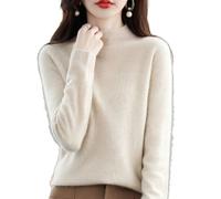 EsprAL Maglione Girocollo a Maniche Lunghe in Puro Cashmere da Donna, Maglioni in Cashmere da Donna (Medium,Beige)