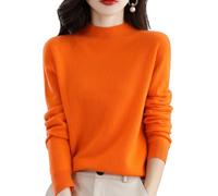 EsprAL Maglione Girocollo a Maniche Lunghe in Puro Cashmere da Donna, Maglioni in Cashmere da Donna (Medium,Orange)