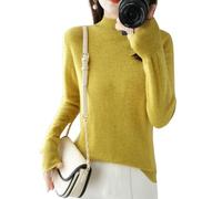 EsprAL Maglione Girocollo a Maniche Lunghe in Puro Cashmere da Donna, Maglioni in Cashmere da Donna (Small,Mustard Yellow)