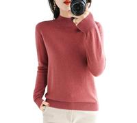 EsprAL Maglione Girocollo a Maniche Lunghe in Puro Cashmere da Donna, Maglioni in Cashmere da Donna (Small,Bean Paste Red)