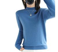 EsprAL Maglione Girocollo a Maniche Lunghe in Puro Cashmere da Donna, Maglioni in Cashmere da Donna (X-Large,Haze Blue)