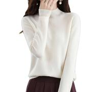 EsprAL Maglione Girocollo a Maniche Lunghe in Puro Cashmere da Donna, Maglioni in Cashmere da Donna (X-Large,White)