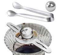 Espresso Chilling Ball - Stainless Steel 4 Pieces with Stand and Thongs - Reusable Coffee Cooling Ball - for Coffee Bourbon Cocktails Home Cafe Bar