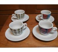 Espresso Collection servizo 4 tazzine caffè + piattino Saturnia ceramica