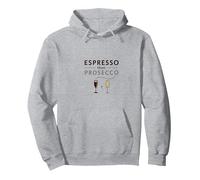 Espresso Poi Prosecco: Chic Cafe Bar Wall Felpa con Cappuccio, Unisex per Adulti, Grigio Melange, XXL