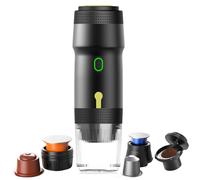 Espresso portatile, 3-in-1 Mini caffettiera con batteria, Caffettiera da campeggio per macinato caffè NS-capsule, Caffettiera da viaggio per campeggio auto da viaggio, Riscaldamento automatico rapido