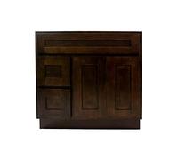 Espresso, shaker da bagno tradizionale, con cassetti a sinistra, base per lavabo, da 106,7 cm, in legno massello di betulla, 106,7 cm di larghezza x 86,1 cm di altezza x 53,3 cm di profondità del set