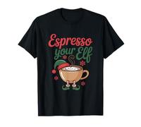 Espresso Your Elf Christmas Coffee, Giochi di Parole, Simpatico tossicodipendente dalla Caffeina Maglietta
