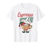 Espresso Your Elf Christmas Coffee, Giochi di Parole, Simpatico tossicodipendente dalla Caffeina Maglietta