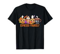 Espresso Yourself Cute Ghost Fall Pumpkin Coffee Halloween Maglietta