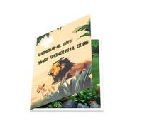Esprimi l'amore con biglietto pieghevole per la festa del papà, motivo: leoni, padre e figlio, include scultura in carta fatta a mano ed elegante busta con biglietto di design animale