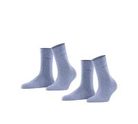 ESPRIT Basic Easy Multipack W So cotone tinta unita confezione di 2 paia, Calzini Donna, Blu Jeans 6458, 35-38