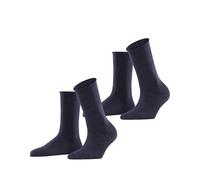 ESPRIT Basic Pure Multipack W So cotone tinta unita confezione di 2 paia, Calzini Donna, Blu Navy Blue Melange 6490, 35-38