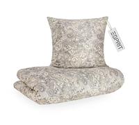 Esprit - Biancheria da letto in raso, 155 x 220 cm, copripiumino Boho Paisley + federa 80 x 80 cm, set di biancheria da letto di lusso, 2 pezzi, qualità alberghiera, con chiusura lampo, colore: grigio