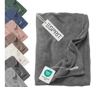Esprit - Coperta morbida in pile, 150 x 200 cm, colore antracite, morbida coperta per divano e soggiorno, plaid Oeko-Tex per bambini e bambini, coperta da divano, leggera e morbida, per autunno e