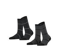 ESPRIT Fine Stripe 2-Pack W SO cotone fantasia confezione di 2 paia, Calzini Donna, Nero (Black 3000), 35-38