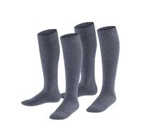 ESPRIT Foot Logo Multipack K Kh cotone al ginocchio tinta unita confezione di 2 paia, Calzini lunghi Unisex - Bambini, Grigio Light Grey Melange 3390, 27-30