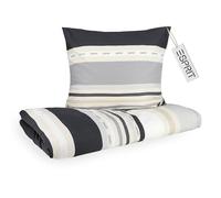Esprit Renforcé, biancheria da letto 155 x 220 cm, in cotone, colore grigio, copripiumino boho + federa 80 x 80 cm, biancheria da letto di lusso, 2 pezzi, in qualità alberghiera, traspirante, in